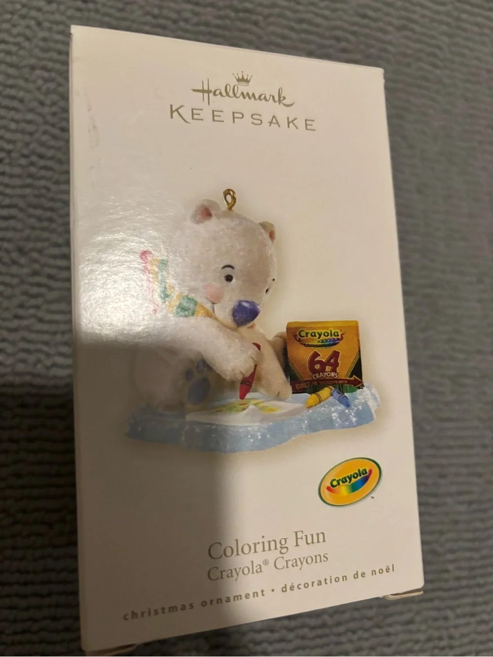 Hallmark keepsake Crayola White Bear with Crayon Box Ornament 2008